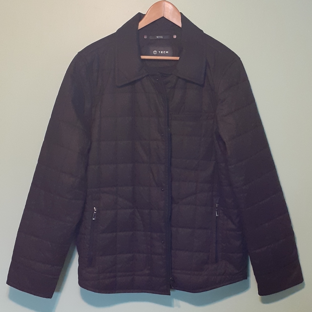 TUMI Brown Quilted Blanket Duvet Puffer Down Jacket Packable Overshirt Shacket